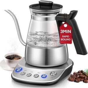 Electric Gooseneck Kettle, Glass Electric Tea Kettle with 4 Temperature Control